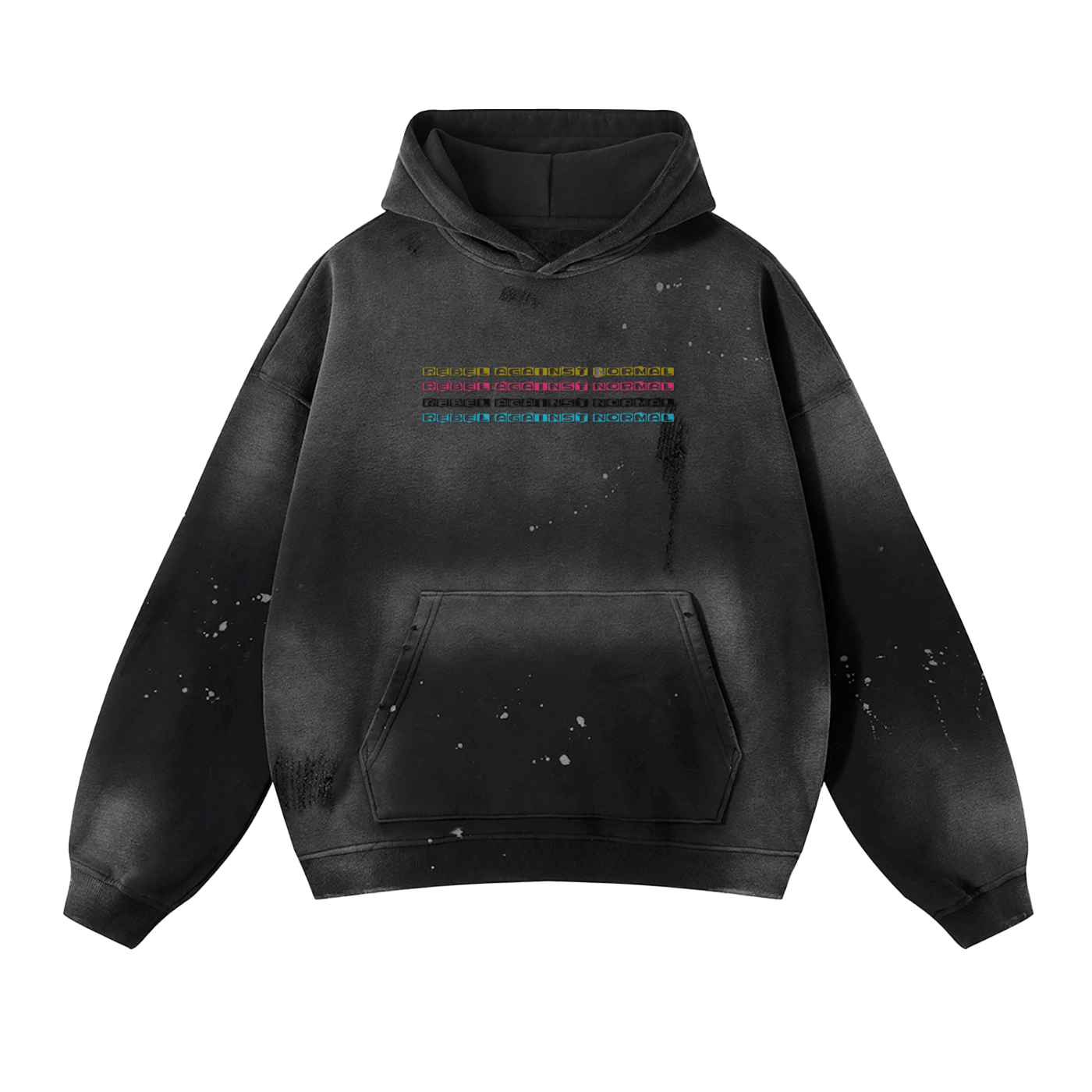 Vintage Wash Frayed Fleece Hoodie - Rebel Against Normal