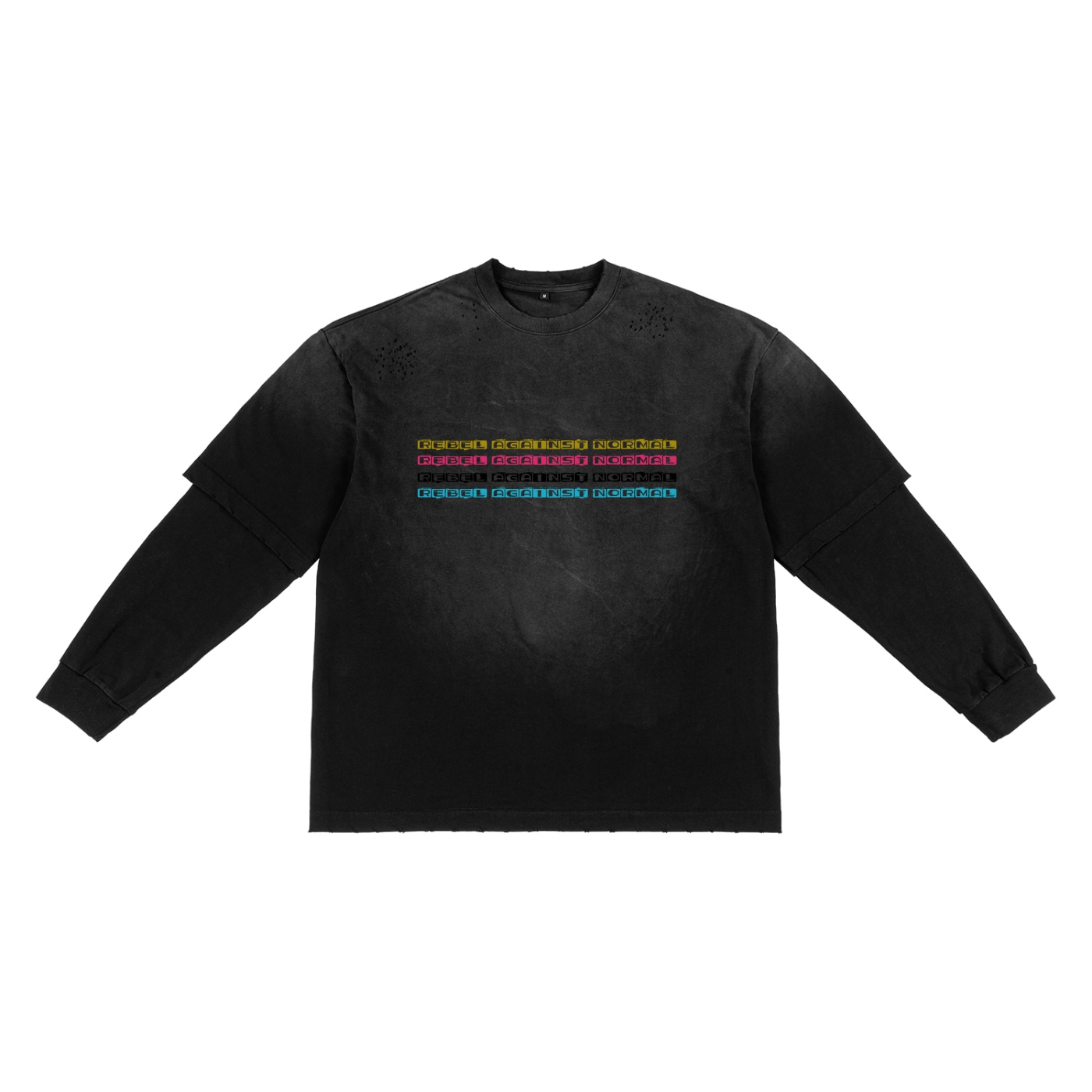 Sunfade Hand-Frayed Faux Two-Piece Rebel Against Normal T-Shirt